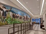 lobby walkway with mural