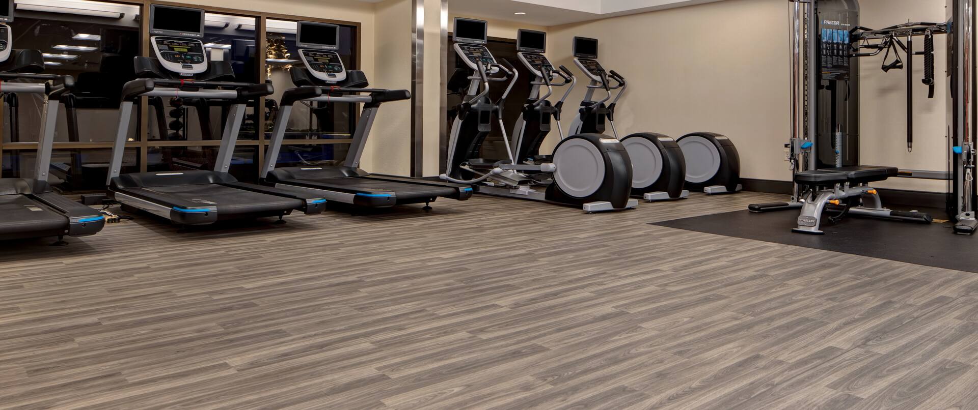 fitness center with workout machines