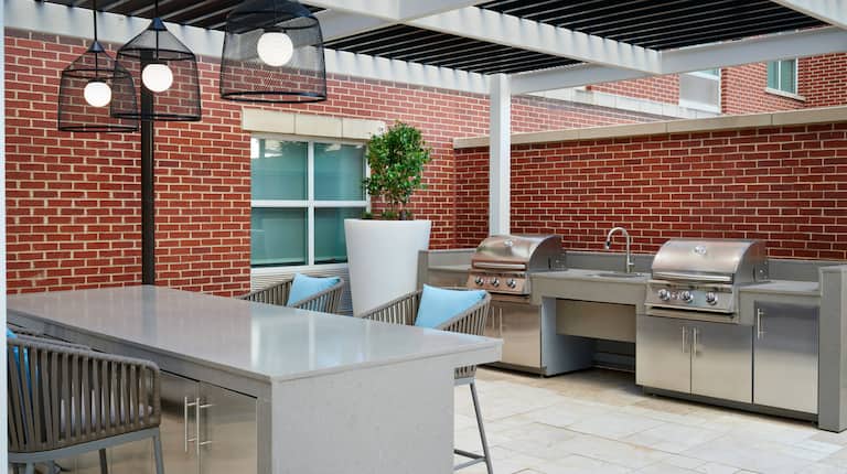 outdoor patio with grills