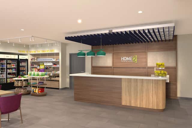 Example rendering of front desk and snack shop