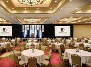 Grand Ballroom Set up with 2 Screens for an Event