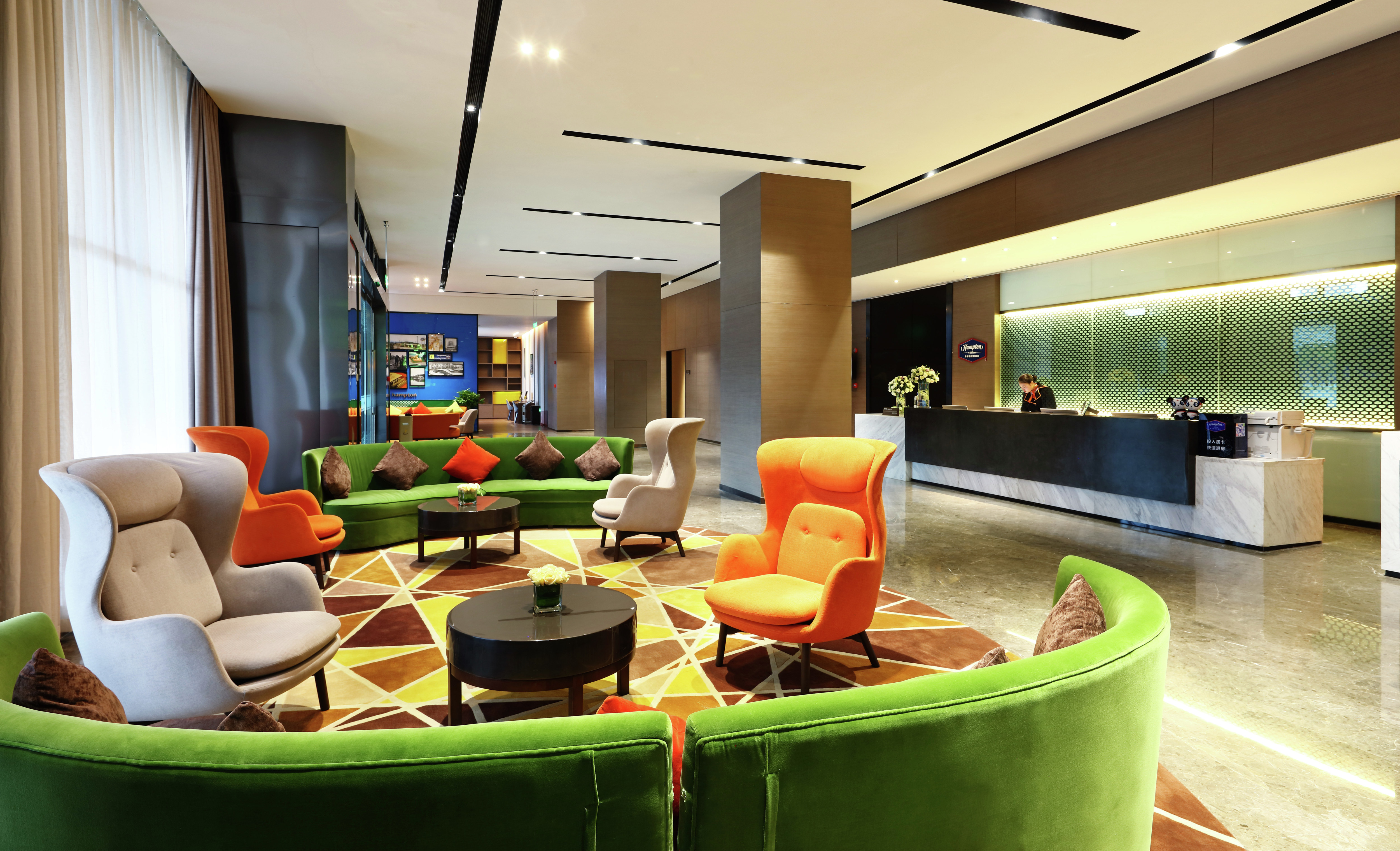 Lobby and Lounge Area with Modern Furnishings 