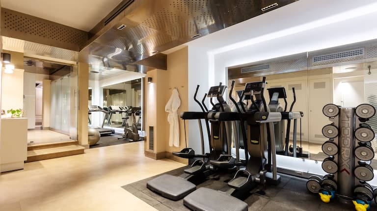 Fitness Center with Elliptical Machines and Weights