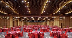 Grand Ballroom Red Round Tables