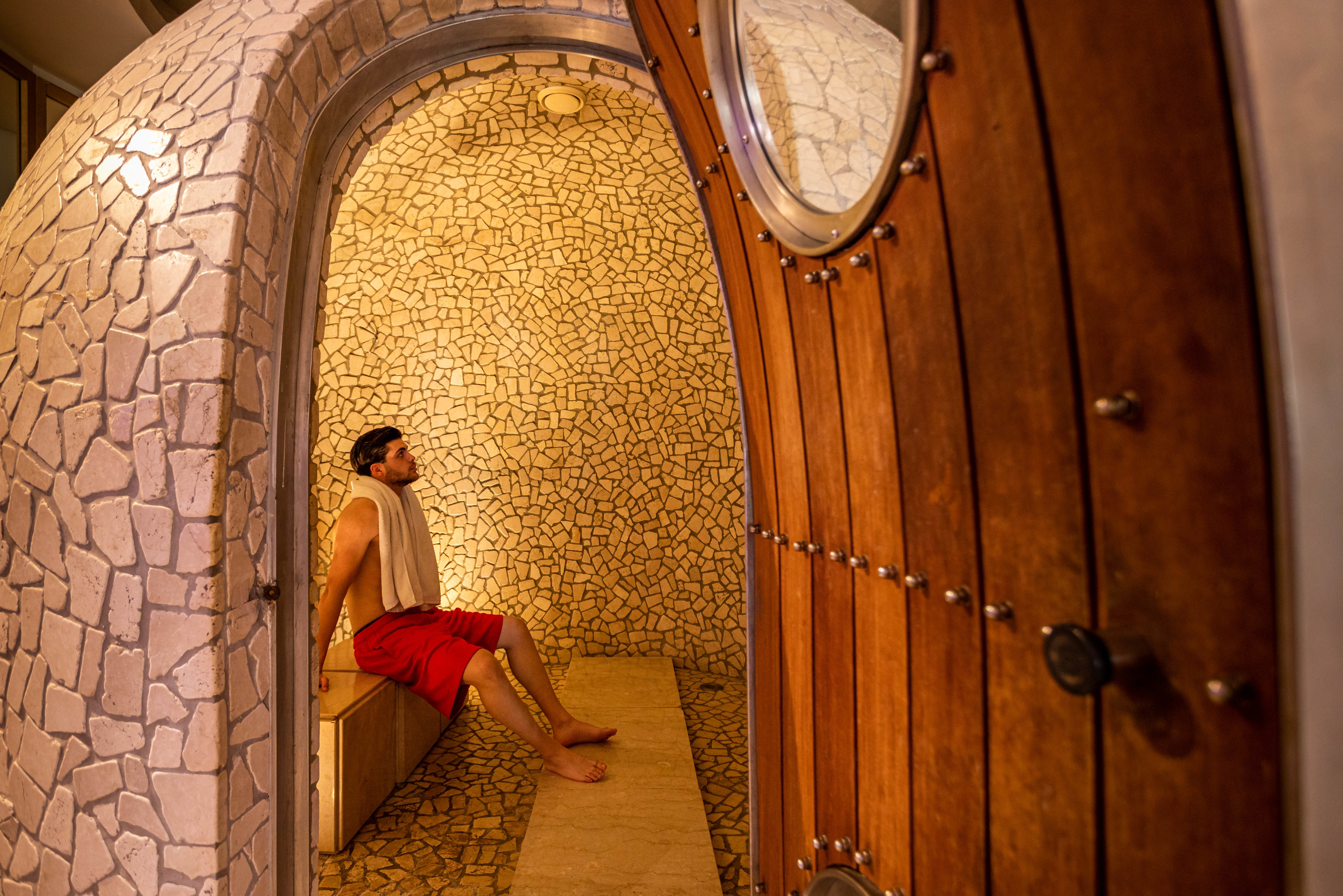 Person using Sauna in Spa