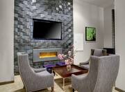 Seating by Fireplace and TV in Lobby
