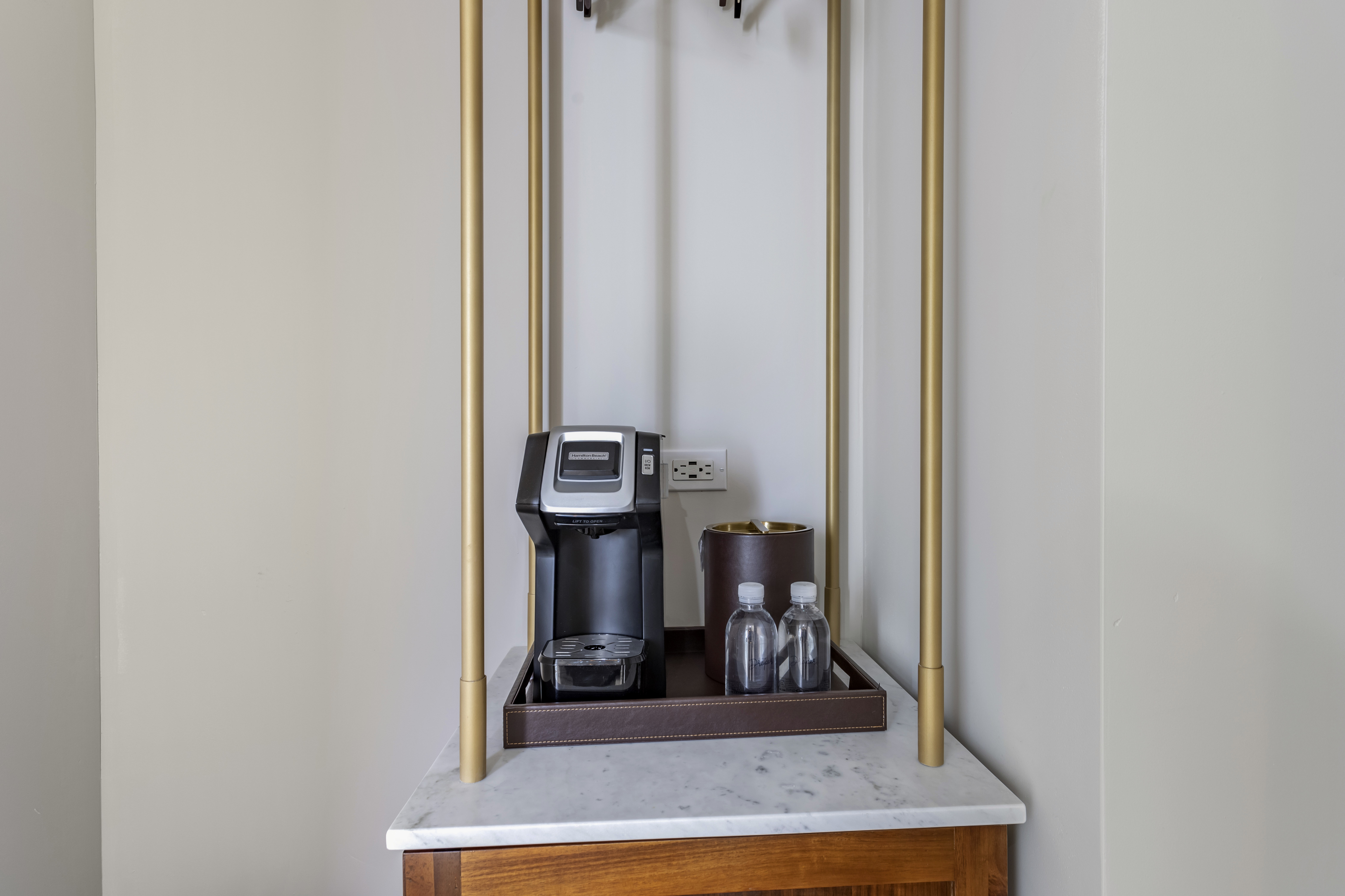 Guest room coffee station