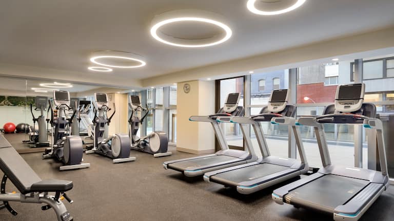 Fitness Center with Treadmills, Cross-Trainers and Weight Bench