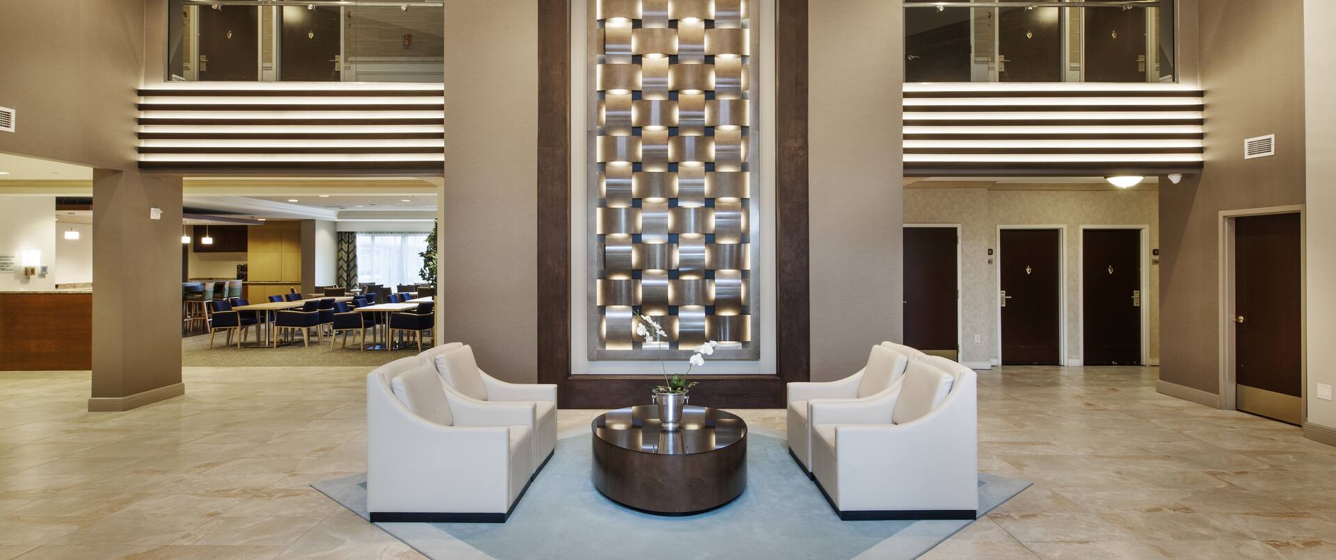 Large Art Feature and Lounge Seating in Main Lobby