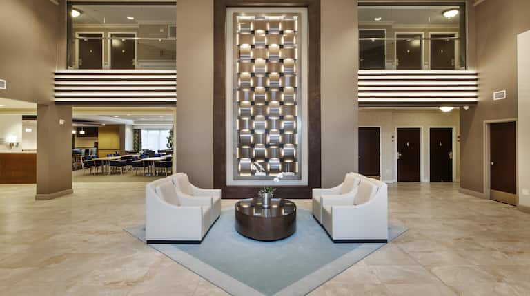 Large Art Feature and Lounge Seating in Main Lobby
