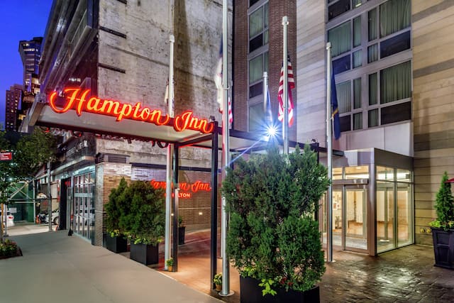 Illuminated Signage and Hotel Exterior