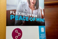 An image on a sign in a hotel that reads "Flexibility for Peace of Mind"