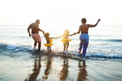 family at beach
