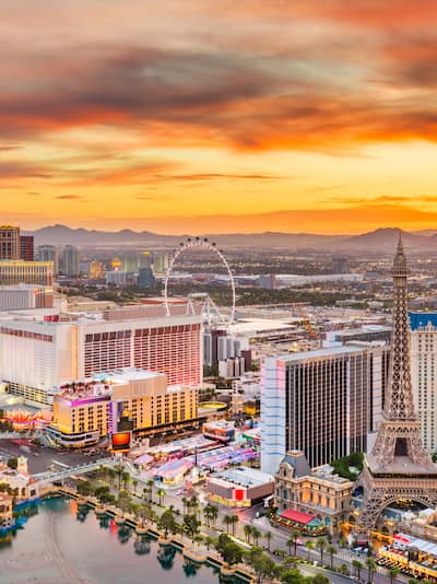 colorful overhead aerial image of Las Vegas