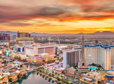 colorful overhead aerial image of Las Vegas