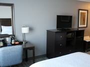 Guest Room Amenities like Microwave HDTV and Desk Area with Mirror
