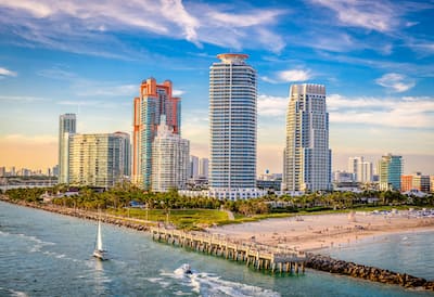 View of beach in Miami, Florida 