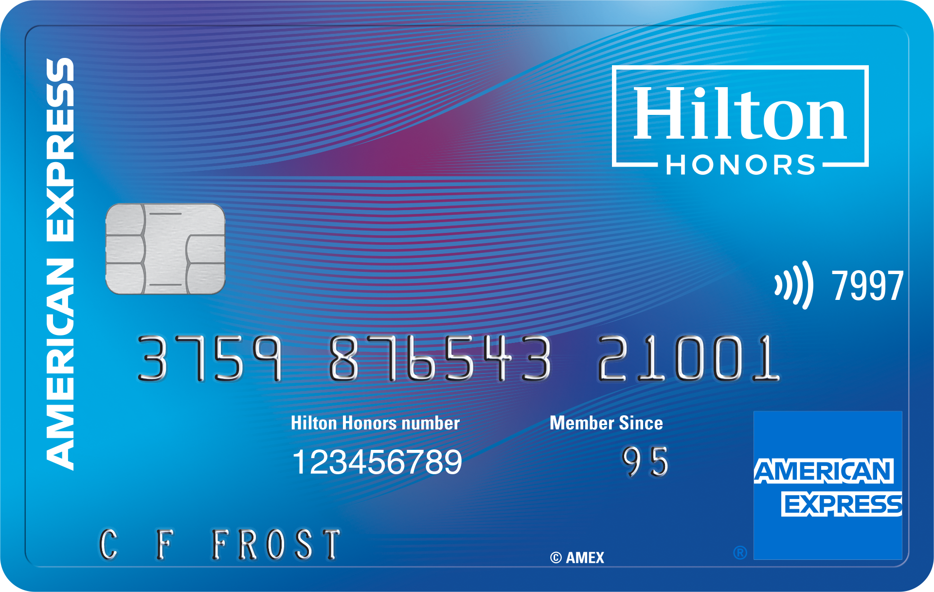 Hilton Honors card, chip enabled, features contactless tap to pay