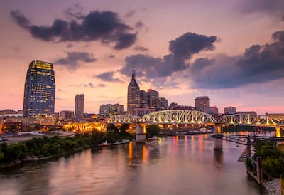 Skyline view at dusks of Nashville, TN