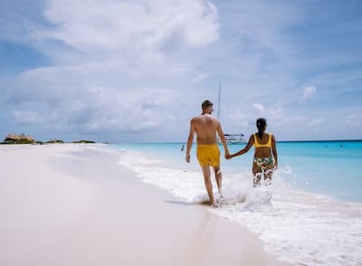A couple on the beach during a vacation in Curacao
