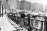Woman looks at the Marina Walkway in Porto Arabia at the Pearl in Doha, Qatar.