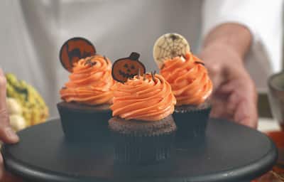 Halloween-themed cupcakes. 