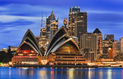 Waterfront cityline of Sydney, Australia.
