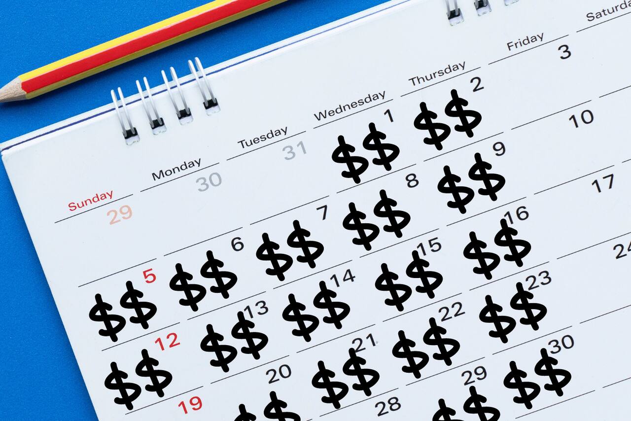 Calendar with money signs