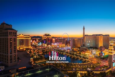 Las Vegas skyline with Hilton Grand Vacations logo