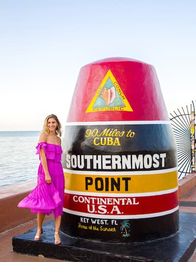 Woman at the USAs Southernmost Point in Key West