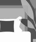 Illustration of a bed and plant in orange, red, purple, green and blue