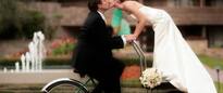 Wedding Kiss on Bicycle in color