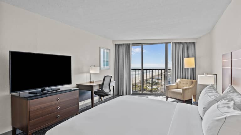 King Guest Room with Desk HDTV and Balcony with Ocean View