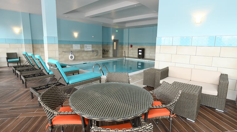 Indoor Heated Pool and Seating Area
