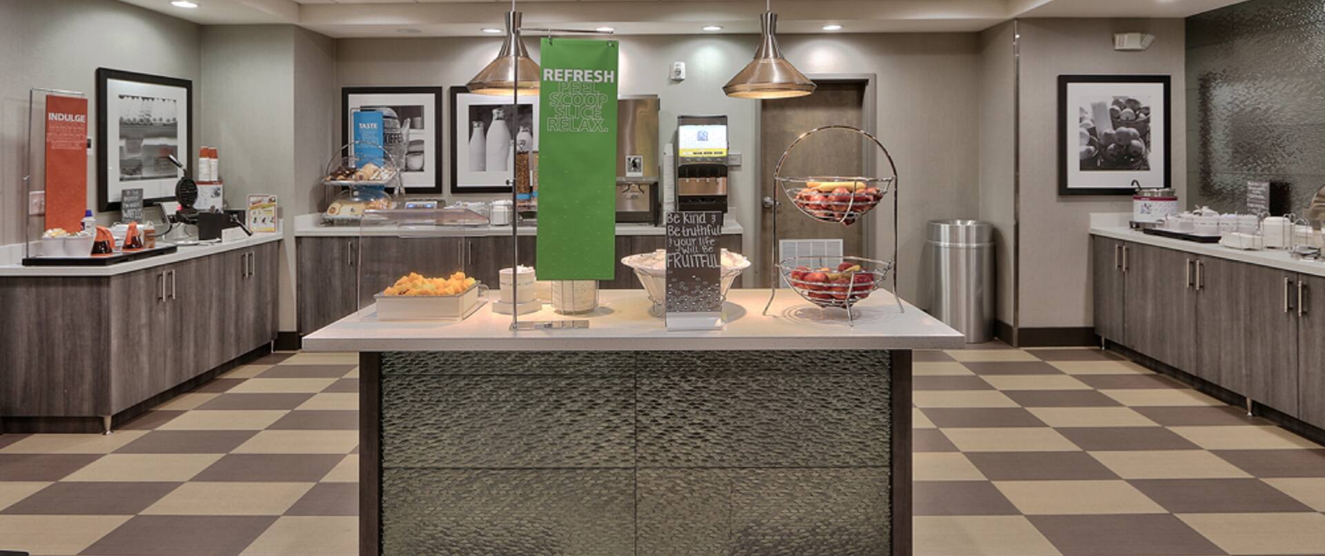 Breakfast Buffet Area with Fresh Fruit, Hot Items and More