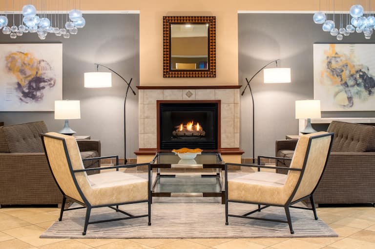 Fireplace and Seating Area in Lobby