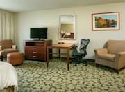 King Suite Living Area with Work Desk and HDTV 