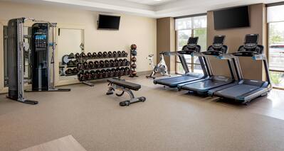 Treadmills Exercise Bike and Weights in Fitness Center