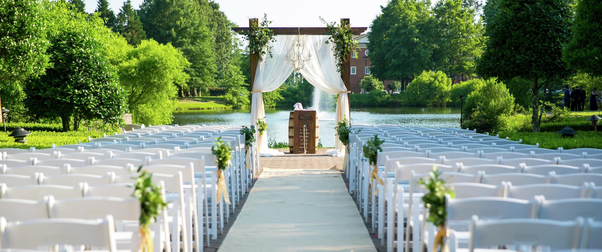 Wedding setup outdoors with chairs