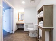 Accessible Bathroom with Grab Bars and Towels