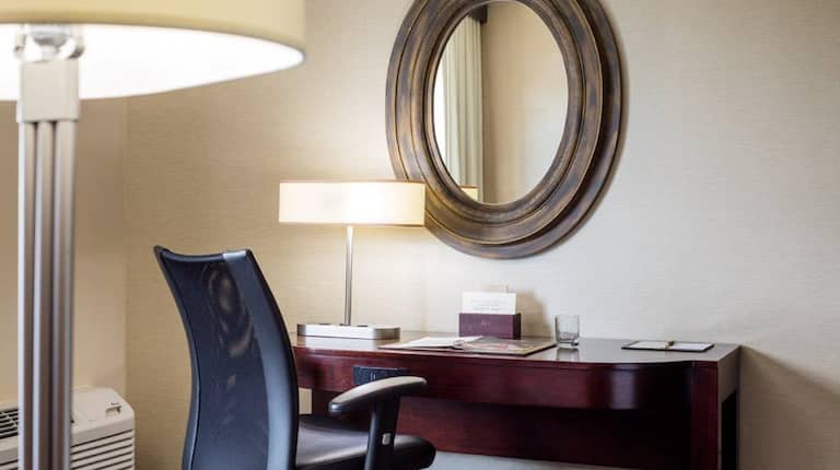 Work Desk Mirror and Chair in Guest Room