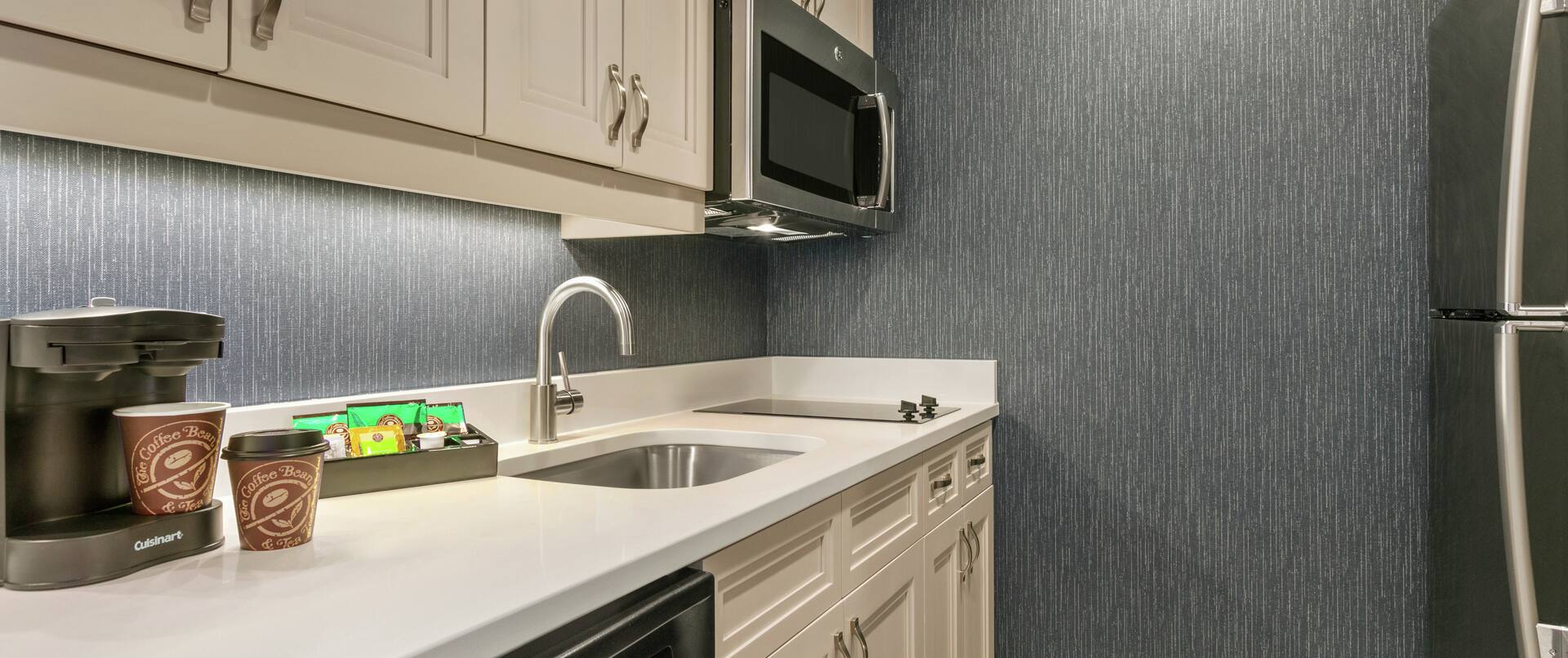 Urban Suite Kitchen with Sink, Dishwasher, Refrigerator, Microwave and Two-Burner Cooktop