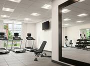 Fitness Center with Mirrored Wall, Treadmills and TV