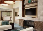 Lobby and Lounge Area with Modern Furnishings and HDTV 