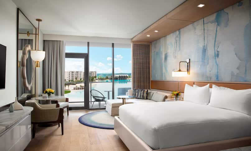King bedroom with lagoon view
