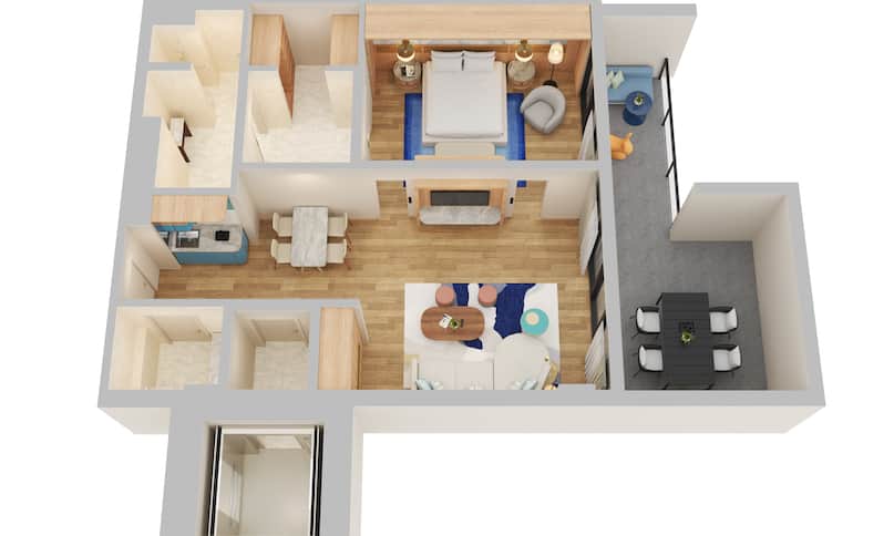 3D Floor plan on white background-previous-transition