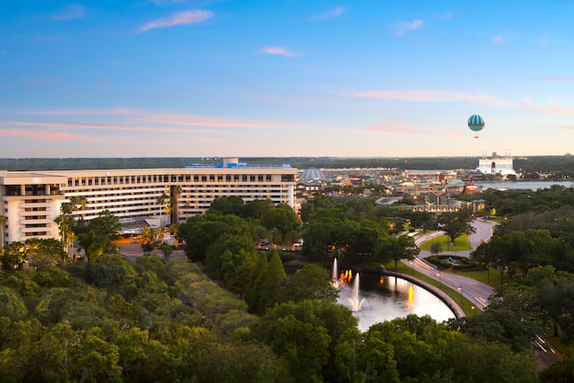 aerial view of hotel and Disney world