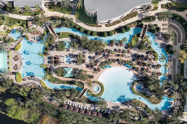 Aerial View of Pool Area at the Hotel