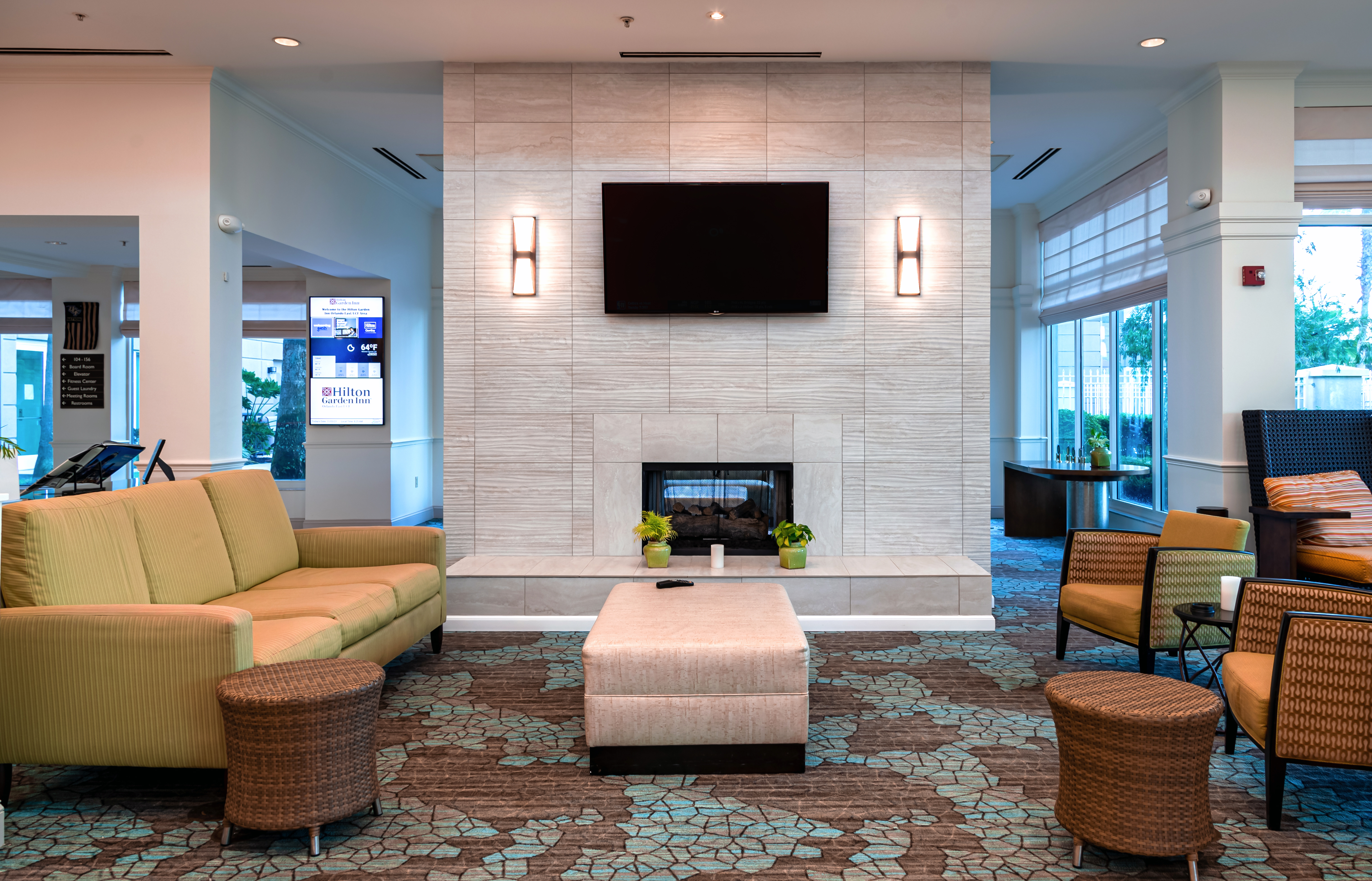 View of Lobby Area with Fireplace and HDTV