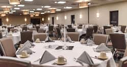 Spacious Ballroom Close-Up of Banquet Round Table